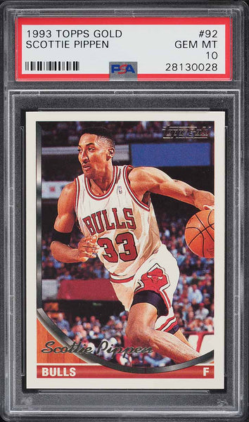 1993 Topps Gold BkB Card # 92 Scottie Pippen Chicago Bulls HOF PSA 10 GEM MINT (MGD2)