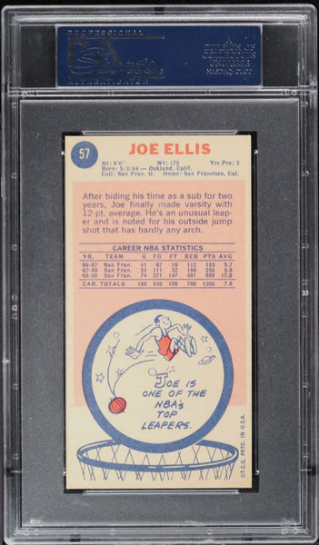 1969 Topps Bkb Card # 57 Joe Ellis San Francisco Warriors PSA 8 NM-MT (MGD2)