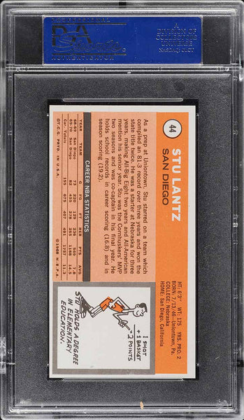 1970 Topps Bkb Card # 44 Stu Lantz San Diego Rockets ROOKIE RC PSA 8 NM-MT (MGD2)