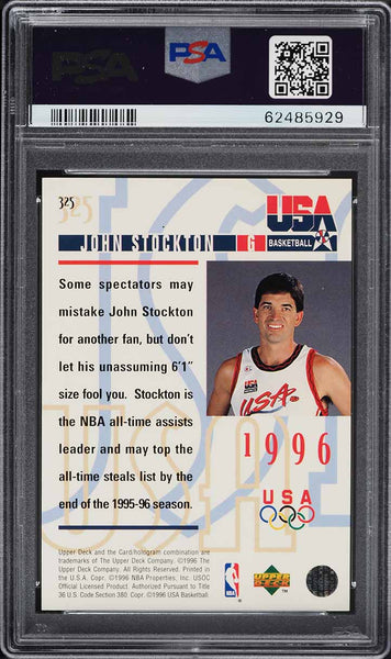 1995 Upper Deck BkB Card #325 John Stockton Utah Jazz HOF PSA 8 NM-MT (MGD2)