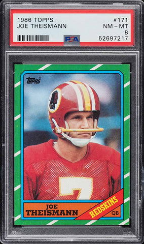 1986 Topps FB Card #171 Joe Theismann PSA 8 NM-MT (MGD2)