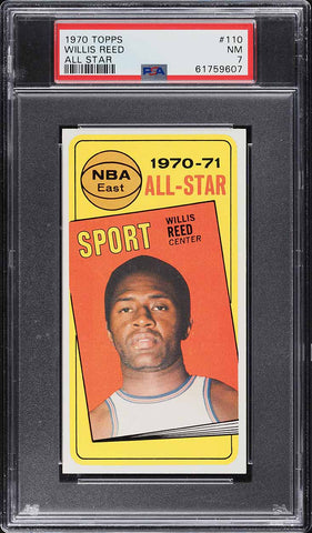 1970 Topps BkB Card #110 Willis Reed New York Knicks HOF ALL-STAR PSA 7 NRMT (MGD2)