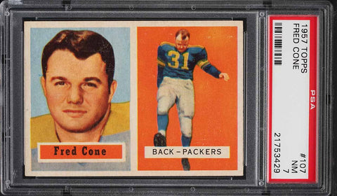 1957 Topps FB Card #107 Fred Cone Green Bay Packers HOF PSA 7 NRMT (MGD2)