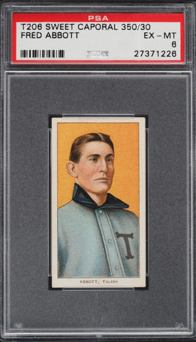 1909-11 T206 Fred Abbott Toledo, SWEET CAPORAL 350/30 PSA 6 EXMT PWCC-A (MGD2)