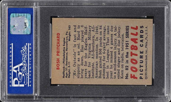 1951 Bowman FB Card # 82 Bosh Pritchard Philadelphia Eagles PSA 8 NM-MT (MGD2)