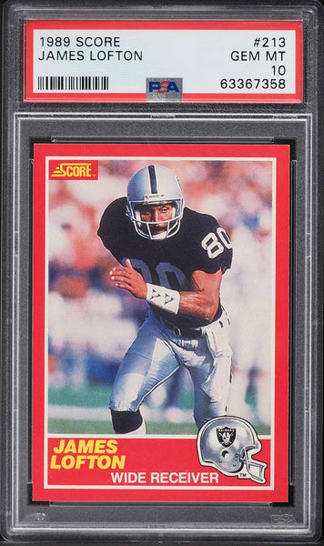 1989 Score FB Card #213 James Lofton Oakland Raiders HOF PSA 10 GEM MINT (MGD2)