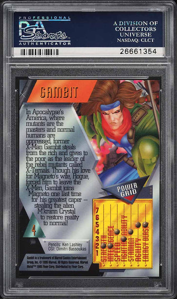 1995 Marvel Metal Card # 4 Gambit PSA 10 GEM MINT (MGD2)