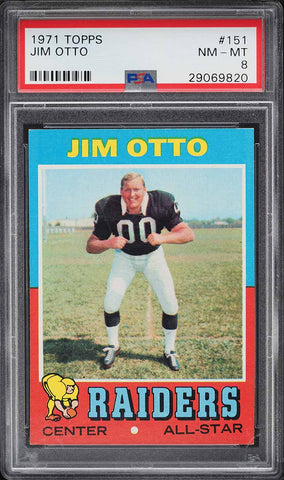 1971 Topps FB Card #151 Jim Otto Oakland Raiders HOF ALL-STAR PSA 8 NM-MT (MGD2)