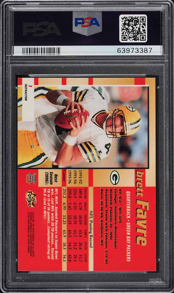 2006 Finest BRETT FAVRE Moments RED XFRACTOR 8/250 BF5 Gem Mint PSA 10 Pop  3