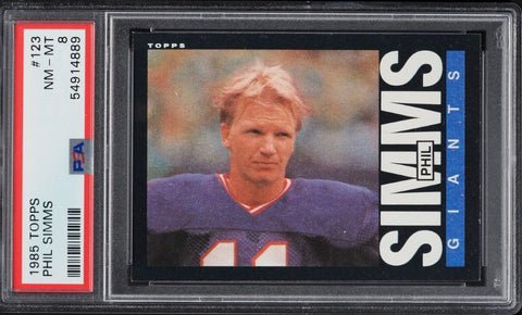 1985 Topps FB Card #123 Phil Simms HOF PSA 8 NM-MT (MGD2)