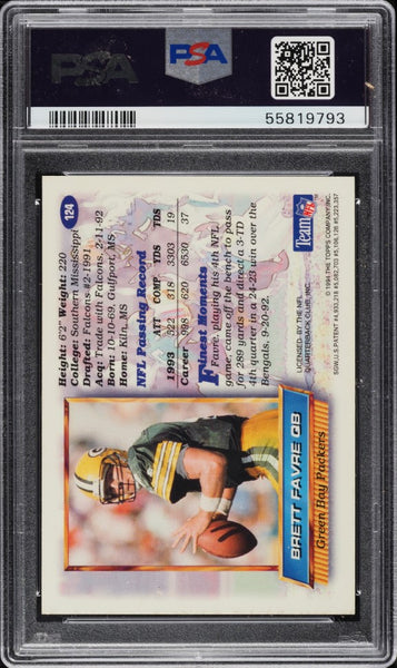 1994 Finest FB Card #124 Brett Favre Green Bay Packers HOF PSA 8 NM-MT (MGD2)