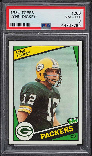 1984 Topps FB Card #266 Lynn Dickey Green Bay Packers PSA 8 NM-MT (MGD2)