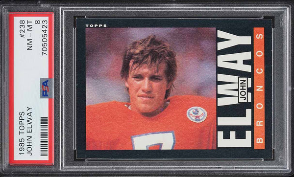 1985 Topps FB Card #238 John Elway Denver Broncos HOF PSA 8 NM-MT (MGD2)