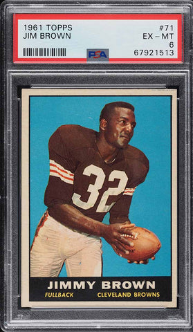 1961 Topps FB Card # 71 Jim Brown Cleveland Browns HOF PSA 6 EXMT (MGD2)