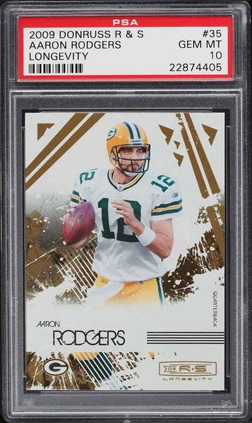 2009 Donruss Rookies & Stars FB Card # 35 Aaron Rodgers LONGEVITY PSA 10 (MGD2)