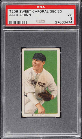 1909-11 T206 Jack Quinn New York, SWEET CAPORAL 350/30 PSA 3 VG (MGD2)