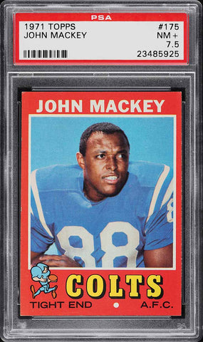 1971 Topps FB Card #175 John Mackey Baltimore Colts HOF PSA 7.5 NRMT+ (MGD2)