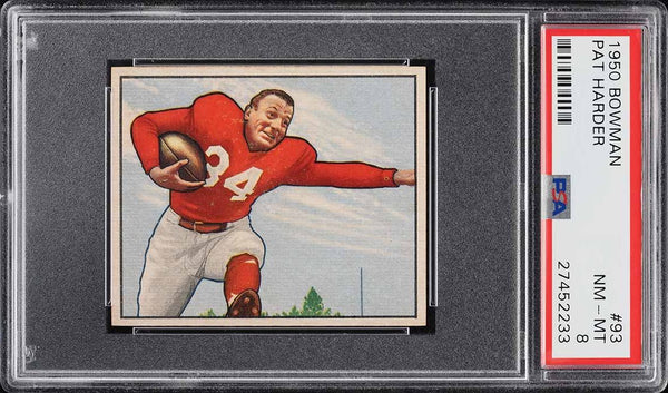 1950 Bowman FB Card # 93 Pat Harder Chicago Cardinals HOF PSA 8 NM-MT (MGD2)