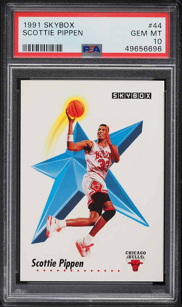 1991 Skybox BkB Card # 44 Scottie Pippen Chicago Bulls HOF PSA 10 GEM MINT (MGD2)