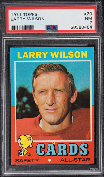 1971 Topps FB Card # 20 Larry Wilson St. Louis Cardinals HOF PSA 7 NRMT (MGD2)