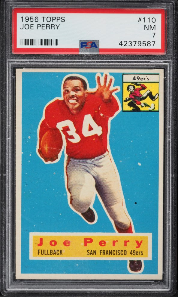 1956 Topps FB Card #110 Joe Perry HOF PSA 7 NRMT (MGD2)