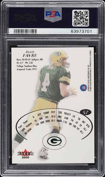 2000 Fleer E-X FB Card # 57 Brett Favre HOF PSA 8 NM-MT (MGD2)