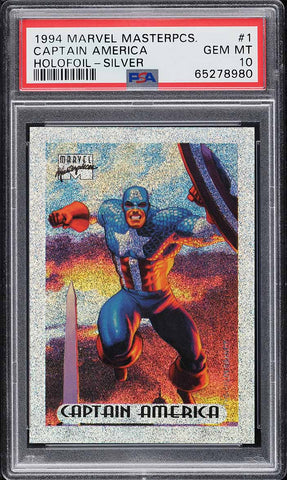 1994 Marvel Masterpieces HOLOFOIL SILVER Card # 1 Captain America PSA 10 GEM MINT (MGD2)