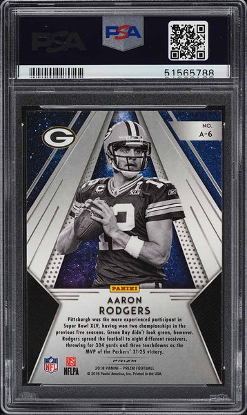 2018 Panini Prizm FB Card #A-6 Aaron Rodgers Packers APEX PSA 10 GEM MINT (MGD2)