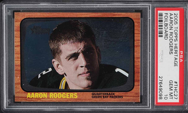 2005 Topps Heritage FB Card #THC27 Aaron Rodgers ROOKIE RC FOILBOARD PSA 10 (MGD2)