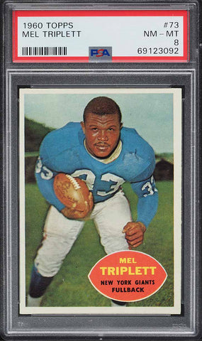 1960 Topps FB Card # 73 Mel Triplett New York Giants PSA 8 NM-MT (MGD2)