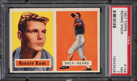 1957 Topps FB Card #149 Ronnie Knox Chicago Bears ROOKIE RC PSA 7 NRMT (MGD2)