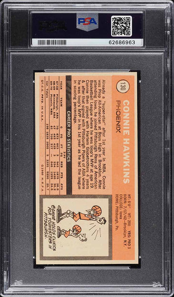 1970 Topps BkB Card #130 Connie Hawkins Phoenix Suns HOF PSA 8 NM-MT (MGD2)