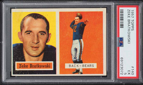 1957 Topps FB Card #140 Zeke Bratkowski Green Bay Packers HOF PSA 5 EX (MGD2)