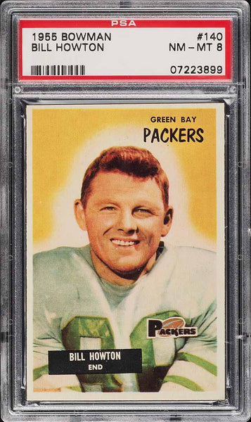 1955 Bowman FB Card #140 Bill Howton Green Bay Packers HOF PSA 8 NM-MT (MGD2)