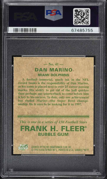 1997 Fleer Goudey FB Card # 41 Dan Marino Miami Dolphins HOF PSA 9 MINT (MGD2)