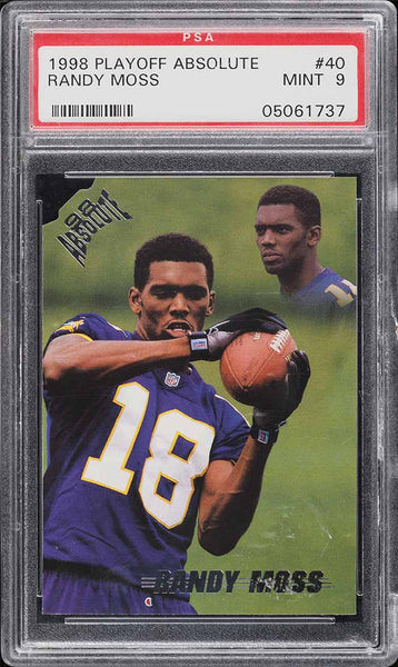 1998 Playoff Absolute FB Card # 40 Randy Moss HOF DIE-CUT ROOKIE RC PSA 9 MINT (MGD2)