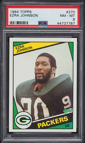 1984 Topps FB Card #270 Ezra Johnson Green Bay Packers HOF PSA 8 NM-MT (MGD2)