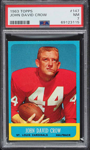 1963 Topps FB Card #147 John David Crow St Louis Cardinals HOF PSA 7 NRMT (MGD2)