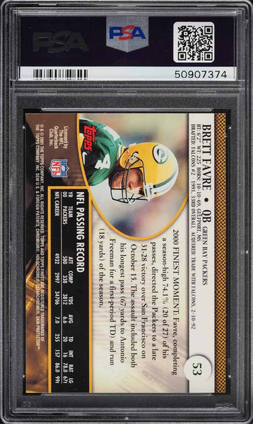 2001 Finest FB Card # 53 Brett Favre Green Bay Packers HOF PSA 10 GEM MINT (MGD2)