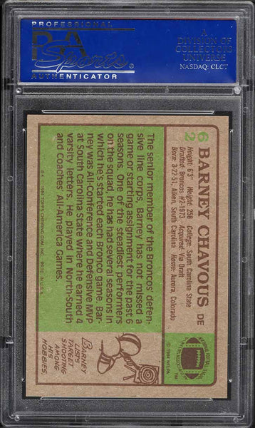 1984 Topps FB Card # 62 Barney Chavous Denver Broncos ROOKIE RC PSA 9 MINT (MGD2)