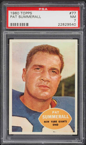 1960 Topps FB Card # 77 Pat Summerall New York Giants PSA 7 NRMT (MGD2)