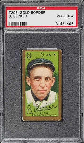 1911 T205 Gold Border Sweet Caporal BEALS BECKER New York Giants PSA 4 VGEX (MGD2)