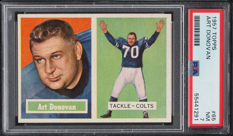 1957 Topps FB Card # 65 Art Donovan Baltimore Colts HOF PSA 7 NRMT (MGD2)