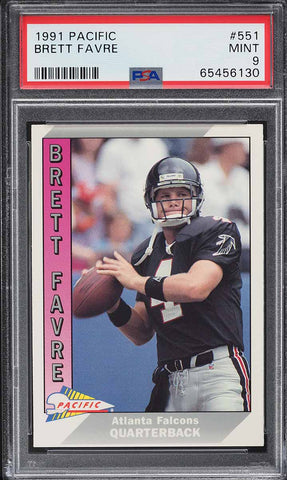 1991 Pacific FB Card #551 Brett Favre HOF ROOKIE RC PSA 9 MINT (MGD2)
