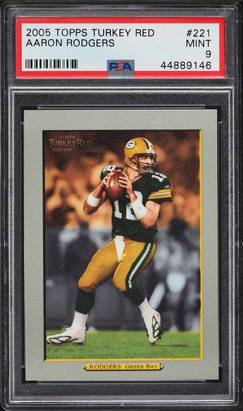 2005 Topps Turkey Red FB Card #221 Aaron Rodgers ROOKIE RC PSA 9 MINT (MGD2)