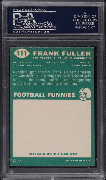 1960 Topps FB Card #111 Frank Fuller St. Louis Cardinals ROOKIE RC PSA 8 NM-MT (MGD2)