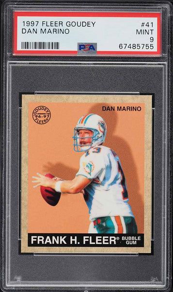 1997 Fleer Goudey FB Card # 41 Dan Marino Miami Dolphins HOF PSA 9 MINT (MGD2)