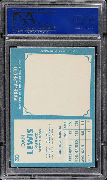 1961 Topps FB Card # 30 Dan Lewis Detroit Lions ROOKIE RC PSA 8 NM-MT (MGD2)