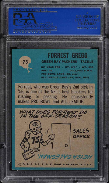 1964 Philadelphia FB Card # 73 Forrest Gregg HOF PSA 8 NM-MT (MGD2)