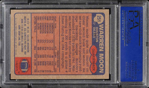 1985 Topps FB Card #251 Warren Moon ROOKIE RC PSA 9 MINT (MGD2)